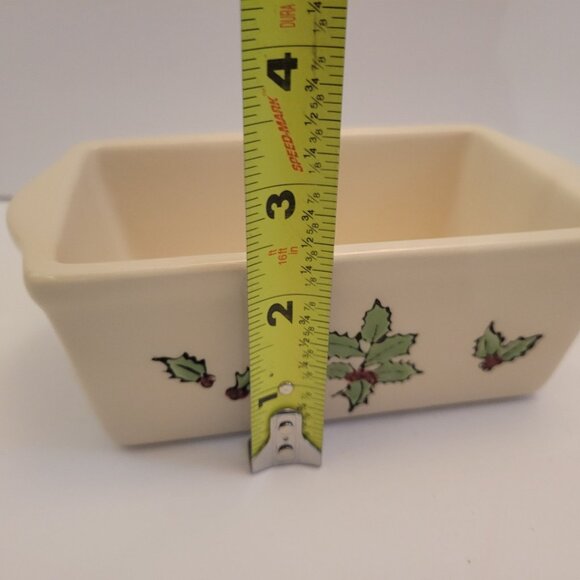 Vintage Holly Leaf Design Rectangular Ceramic Dish Bread Pan 6.5" X 3.5" - Picture 5 of 7
